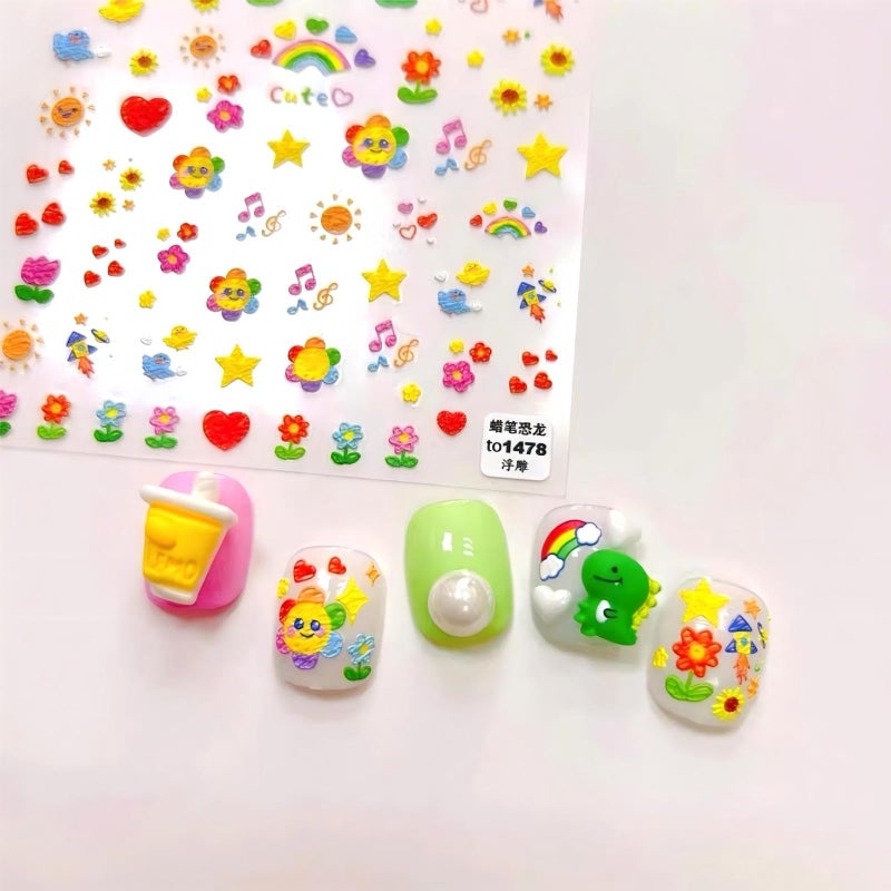Dedyel Smile Nail Art Stickers 5D Embossed Cute Smile Face Kawaii Self-Adhesive Nail Stickers for Women Girls Kids Nail Art Decoration - Image 3